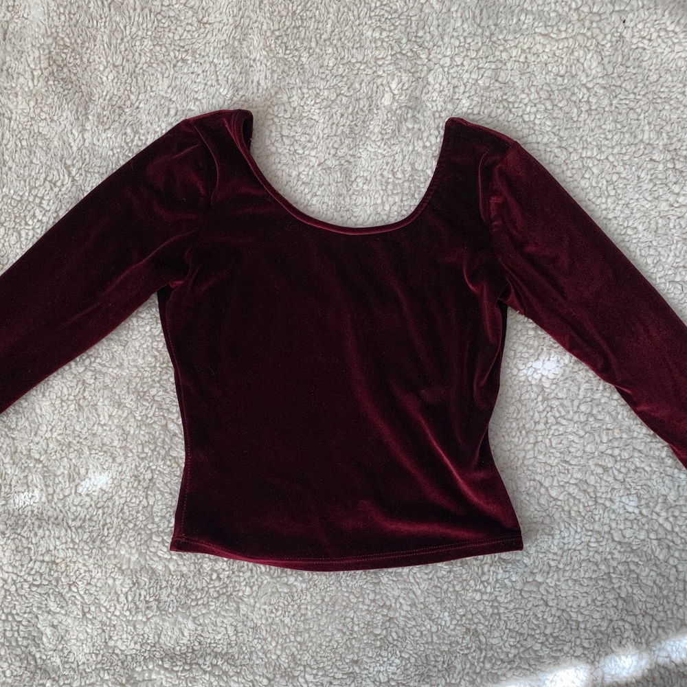 Deep Red Velvet Quarter Sleeve Shirt